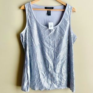 NWT Ashley Stewart Gray Sequin Tank top